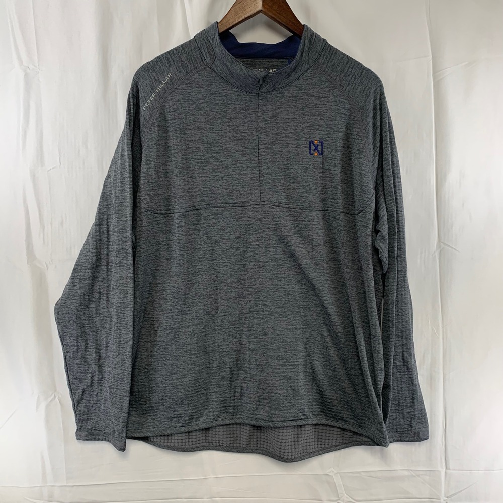 Peter Millar Quarter-Zip Pullover Mens XL Gray Heather Waffle Knit Golf Sport